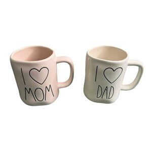Rae Dunn I Love Mom  I Love Dad Coffee Mugs